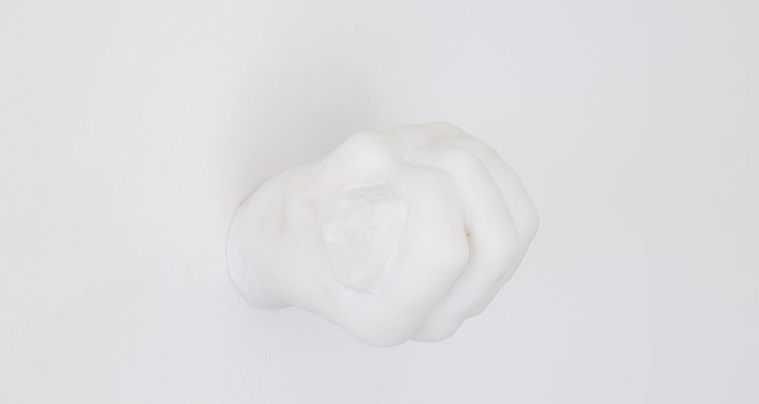 Hamish Young, *Hand Stone*, carved Statuario marble, 2016. Photo by Tom Nolan.