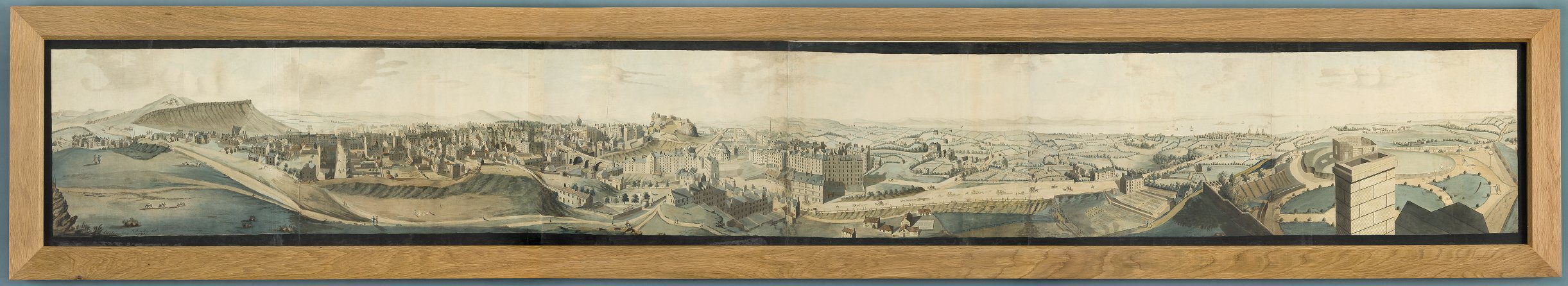 Robert and Henry Aston Barker’s Panorama of Edinburgh from Calton Hill, 1788, aquatint, hand-coloured, 1792. Image courtesy of the University of Edinburgh.
